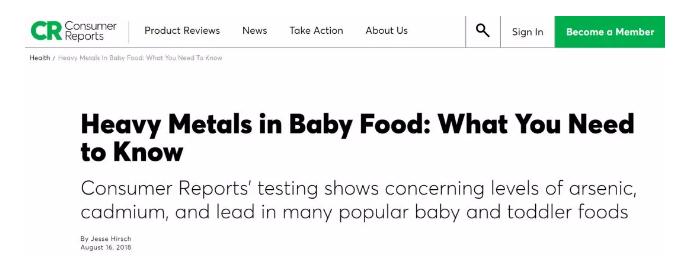 美国消费者报告：这15款婴幼儿食品有重金属风险，快看你家有没有！